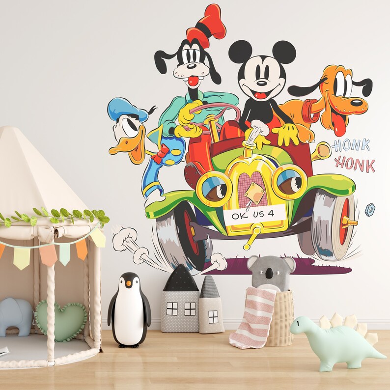 Removable Mickey and Friends Wall Decal Mickey Mouse Wallpaper Etsy