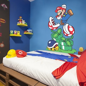 Calcomanía de pared con diseño de tortuga y monstruo de flores de Super Mario para niños, niñas, guardería, dormitorio y sala de estudio