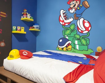 Super Mario Bros Wall Decal Set - 30x27 Inch Video Game Room Decor For Kids & Teens (Mario & Luigi) - View #6