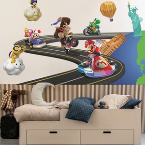 Abnehmbares Vinyl Super Mario Wandaufkleber Mario Kart Wandaufkleber Nintendo Wandaufkleber für Kinderzimmer Wandkunst Jungenzimmer Dekor