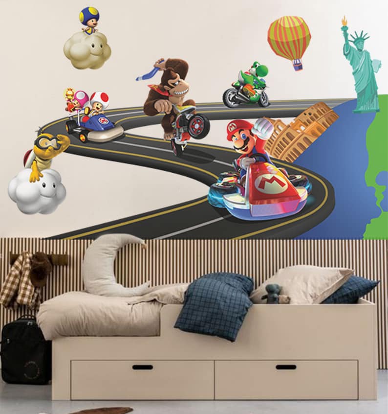 Removable Super Mario Wall Decal King Koopa Wall Sticker Princess Peach ...