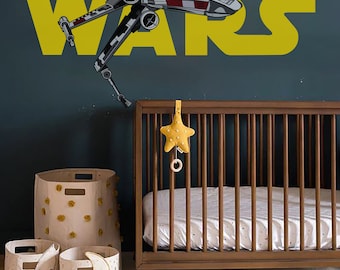 Star wars wall decal x wing fighter wallpaper Star fighter wall sticker for kids room wall art nursery bedroom study room decor