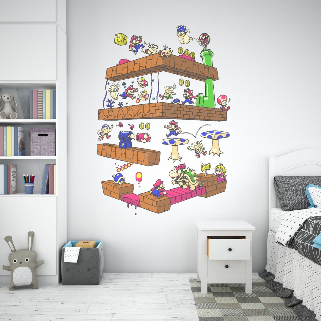 Removable Super Mario Wall Decals Princess Peach Wall Mural Etsy UK