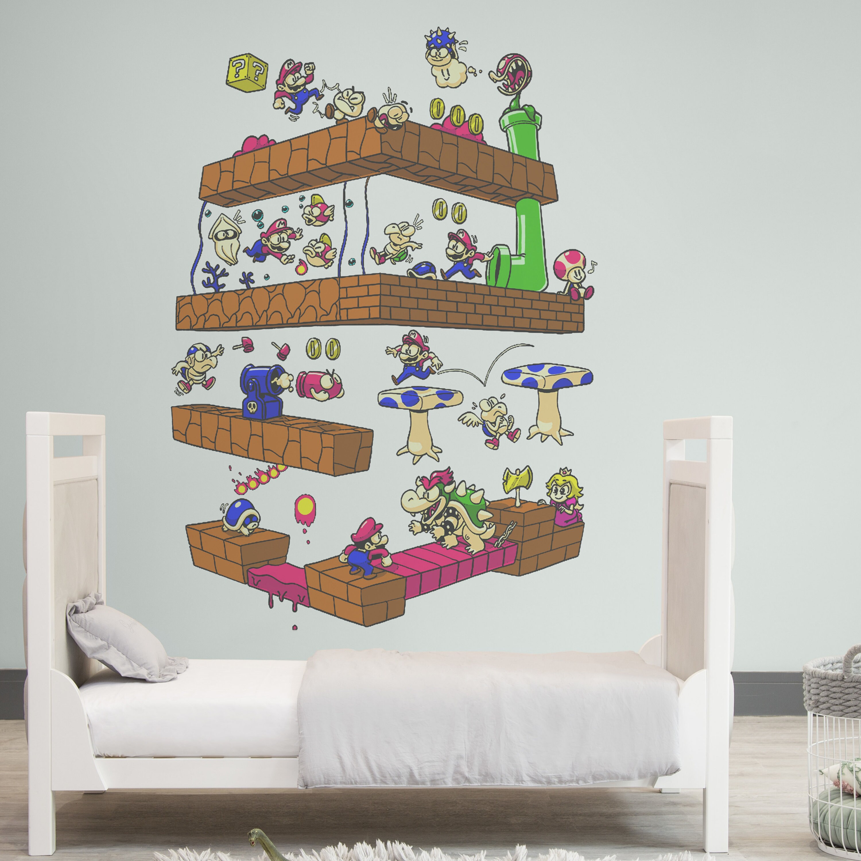 Super Mario Wall Decal Nintendo Games Wall Mural King Koopa Etsy