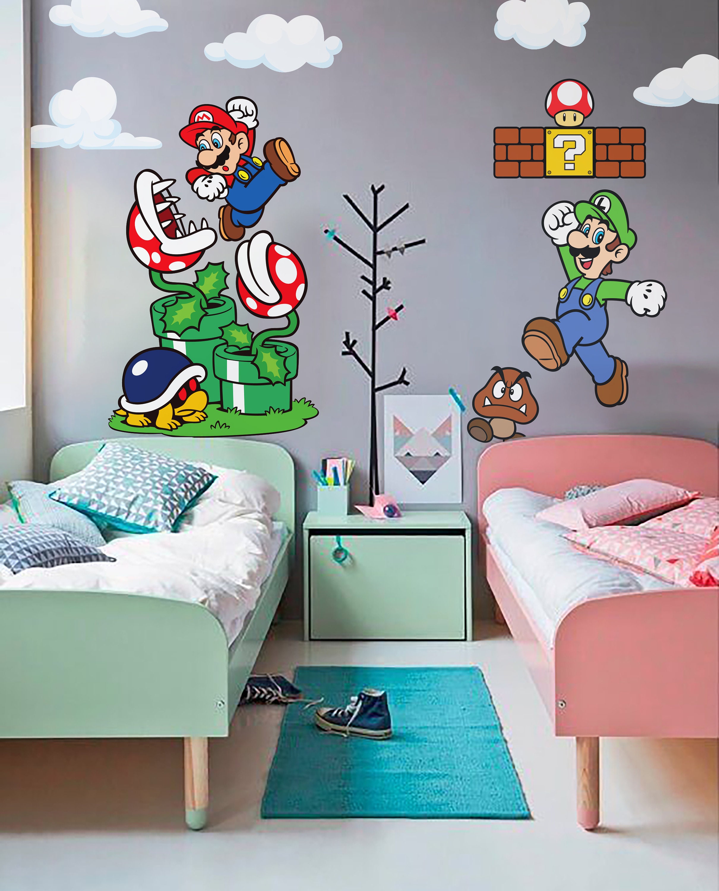 Super Mario and Luigi Wall Decal Combo Set set A Set B Cloud for Kid