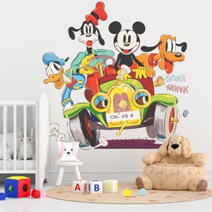 Adesivo de parede de desenho animado da Disney Mickey Mouse e amigos adesivos de parede para crianças decalque berçário arte de parede sala de estudo decoração de casa
