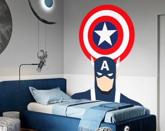 Peel and Stick Captain America Vinyl Wall Decal Vibranium Shield Wall Art For Games Room Decor