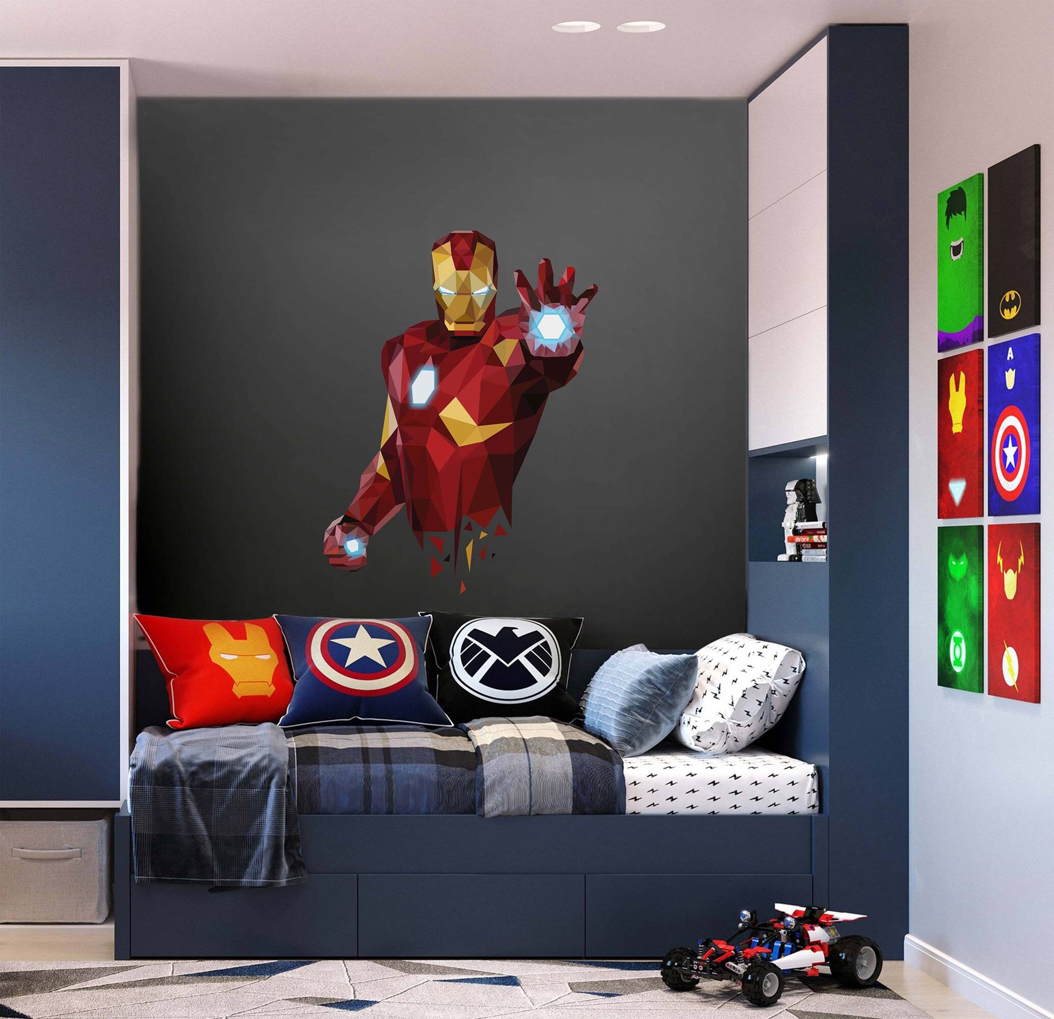 thumbnail image 2 of Iron Man & Spiderman 3D City Wall Sticker – Large Vinyl Art Mural For Room, Office, Shop Decor 2 of 4