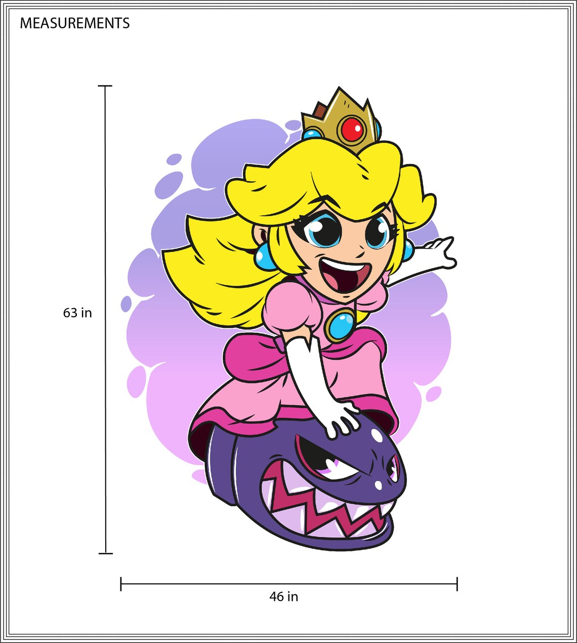Peel and Stick Princess Peach Wall Decal Super Mario Wall Art Nintendo