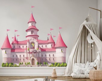 Muursticker Princess Peach Castle, kamerdecoratie Super Mario Girl