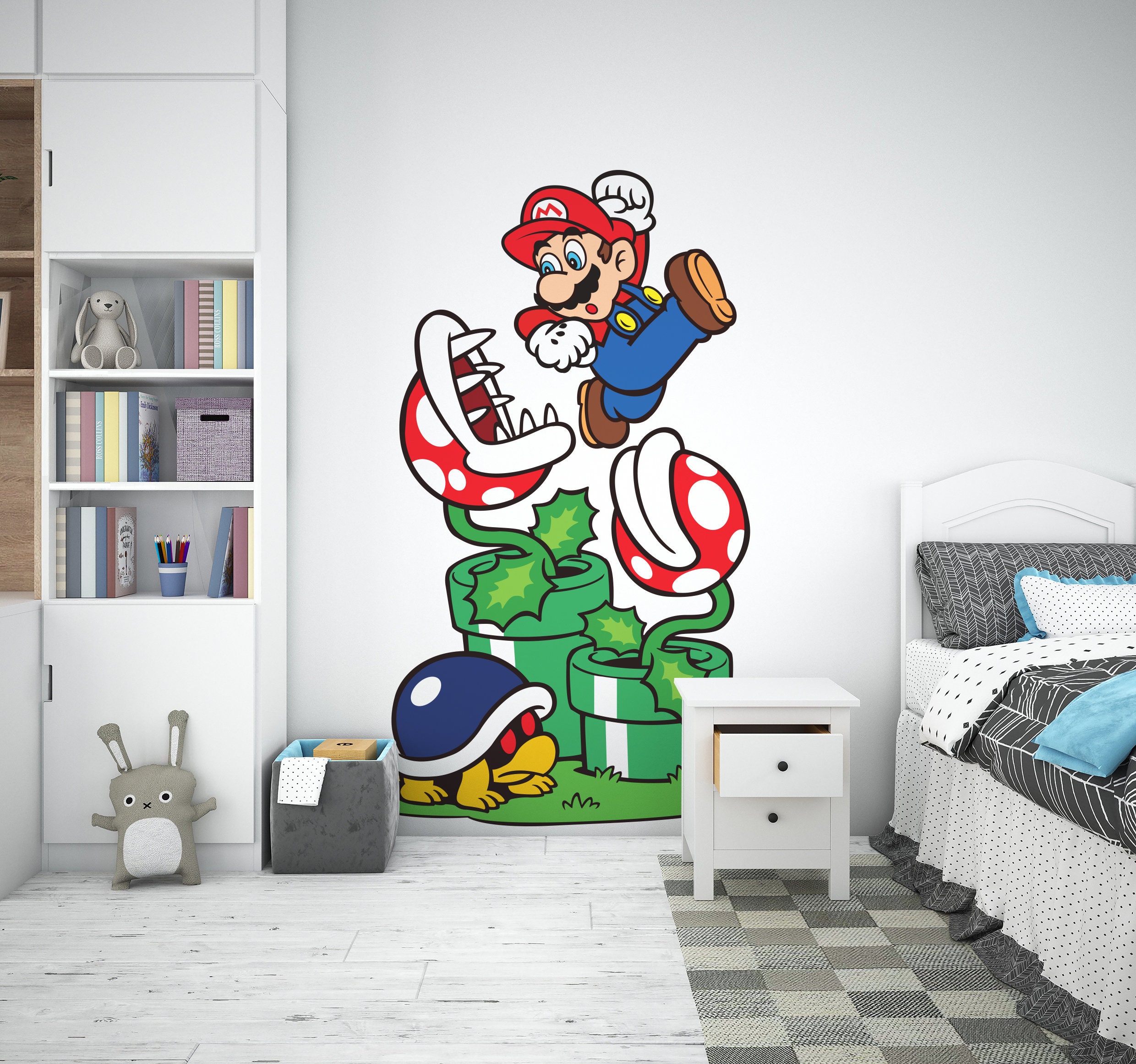 Sticker mural enfant Champignon super rouge de Mario Bros
