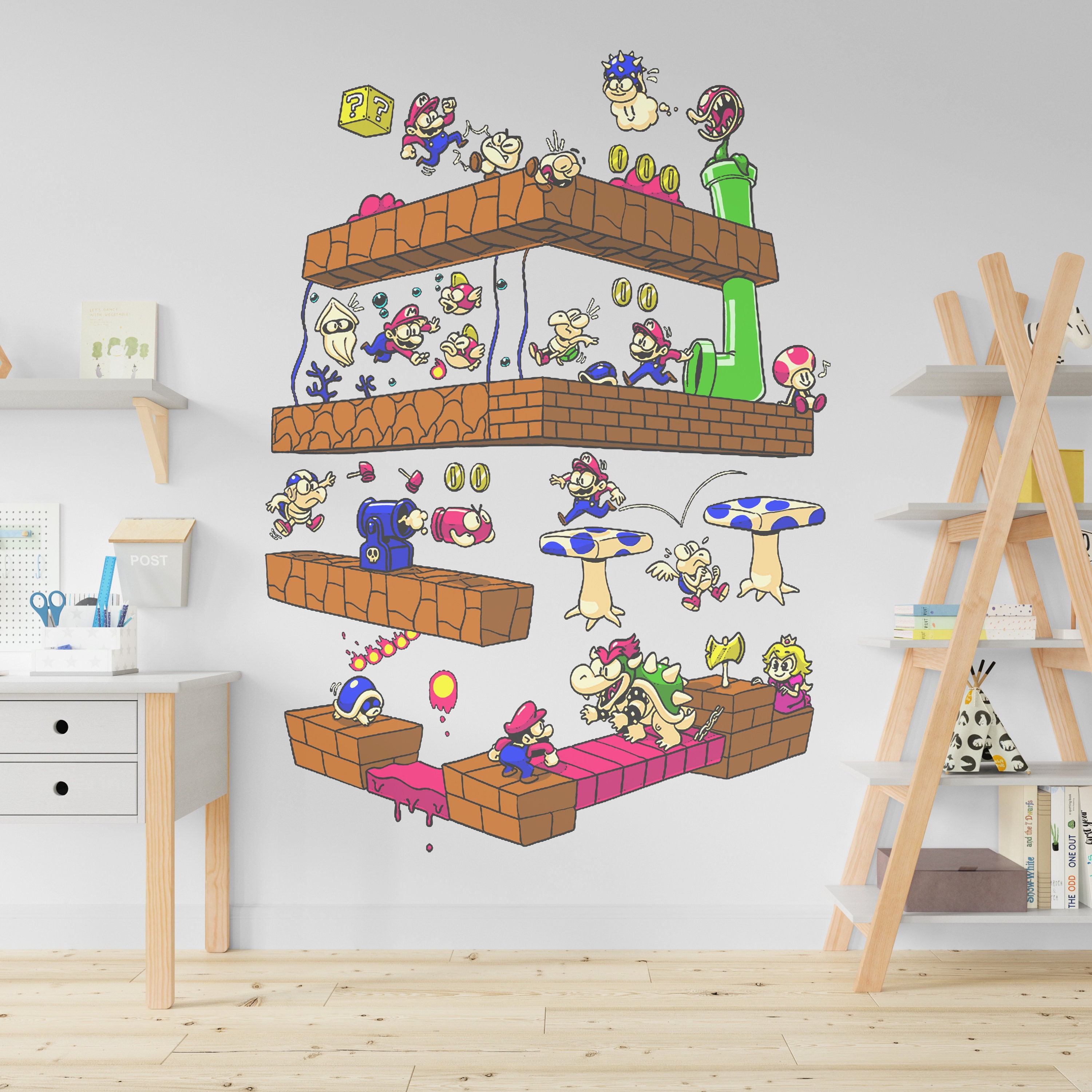 Super Mario Wall Decal Nintendo Games Wall Mural King Koopa Etsy