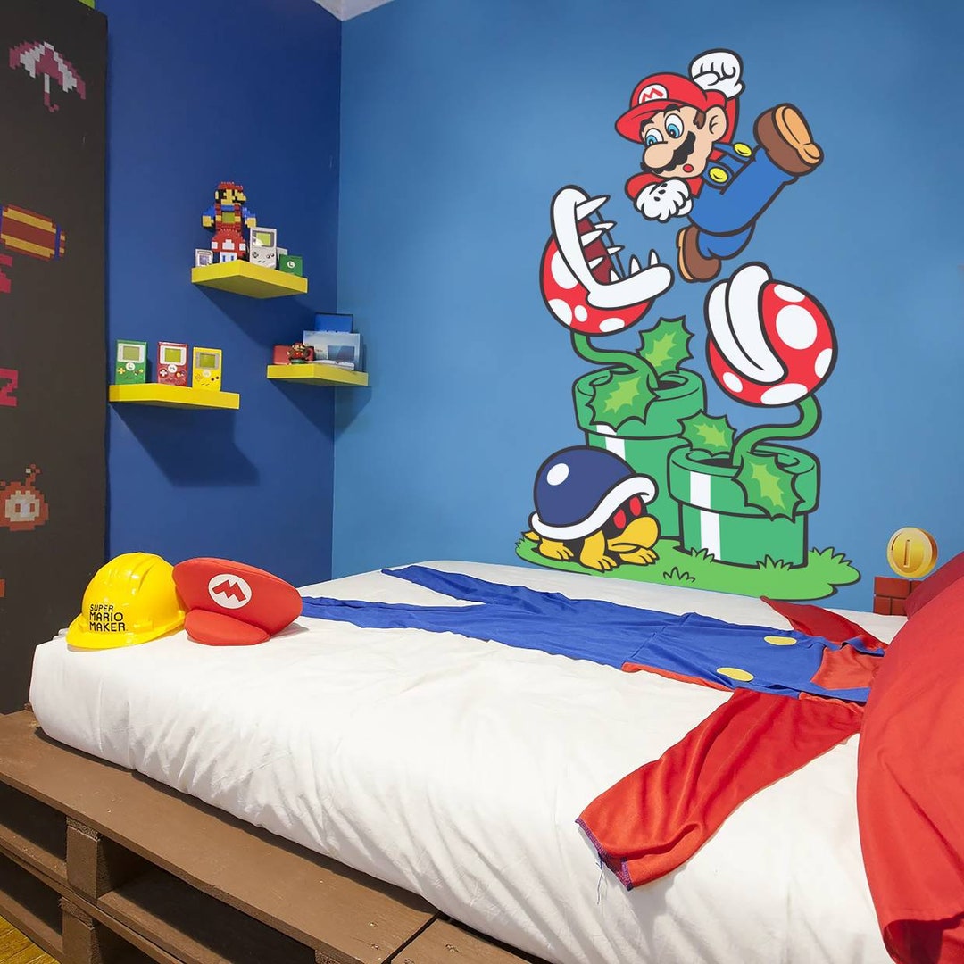 Super Mario Wall Decor Wallpaper Sticker Etsy