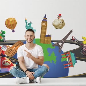 Schil en plak Super Mario Muurtattoo Mario Bros Muursticker Videogames Behang voor Speelkamer Wall Art Kinderkamer Decor:
