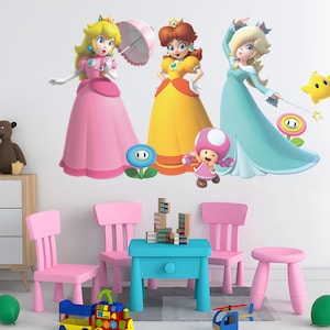 Princess Peach Wall Decal Super Mario Wall Art Mario Princess Wall Sticker For Girl Room Decor