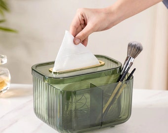 Taschentuch-Aufbewahrungsbox mit Organizer, grün. Hochwertiges PVC-Material