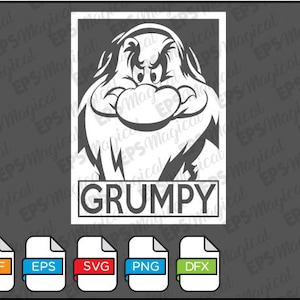 Grumpy SVG, EPS, Grumpy Vector, Clipart, Snow white SVG, Pdf, Couple shirt, Comedy vector