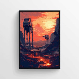 Póster estilo Star Wars Battlefront – Arte mural de videojuegos de ciencia ficción – Decoración de pared futurista de Star Wars – Decoración de pared de ciencia ficción