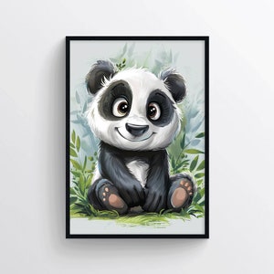 Stampa poster con panda per bambini – Graziosa decorazione da parete per la cameretta dei bambini – Adorabile decorazione da parete con panda per la cameretta dei bambini, lo spazio per i più piccoli o la camera dei bambini.