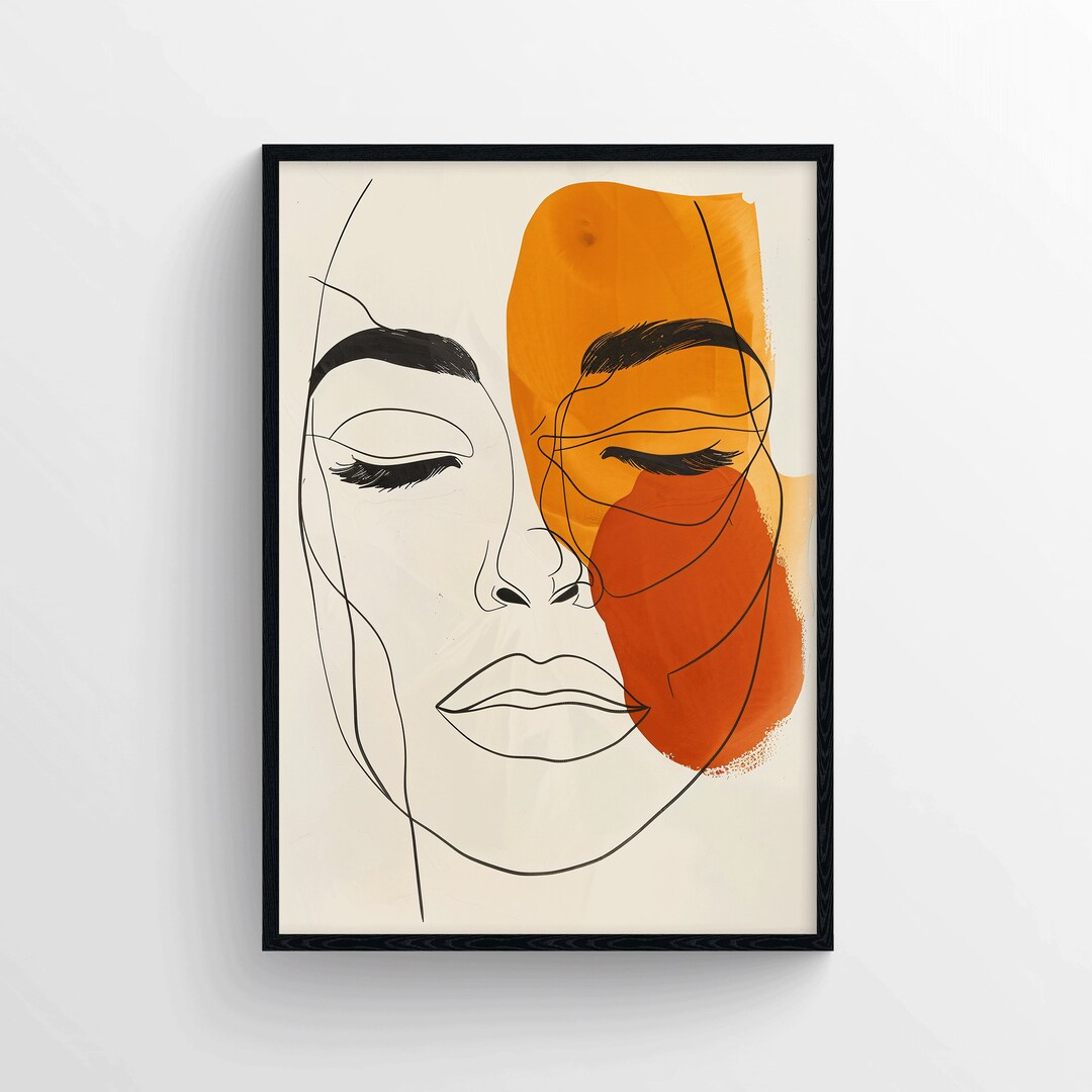 Minimalist Abstract Face Poster, Modern Line Art Wall Art, Boho Woman ...