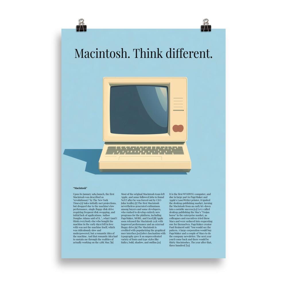 Retro Apple Macintosh Poster, Vintage Computer Advertisement Style ...