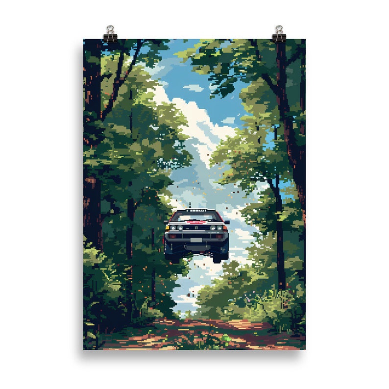 Rally Car Pixel Art Poster, Retro 8-bit Racing Print for Gamers ...