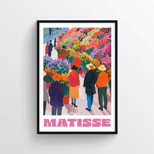 Póster inspirado en Matisse: arte mural retro colorido. Impresión artística moderna y audaz para galerías o decoración creativa del hogar.