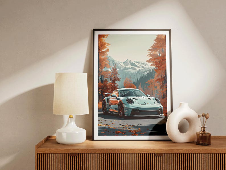 Fall Racing Backgrounds Porsche 992 GT3 RS Poster Print – Autumn Landscape Supercar Wall Art ...