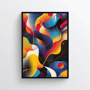 Abstrakte bunte Wand Kunst Druck - moderne geometrische Formen Poster - mutige Farbverlaufslinien Illustration für ein kreatives zeitgenössisches Wohndekor
