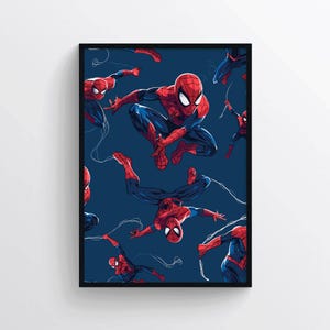 Spider-Man-Grafikdruck – Superhelden-Kinderzimmerposter – Spiderman-Musterillustration – Comic-Wanddekoration – Geschenk für Kinder