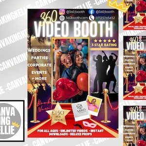 360 Photo Booth flyer Canva Template / social media / 360 video booth / marketing