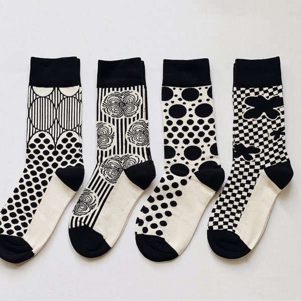 Black and White Socks for Women Etsy