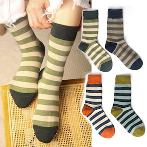 Striped Mid-Calf Socks - Unisex size
