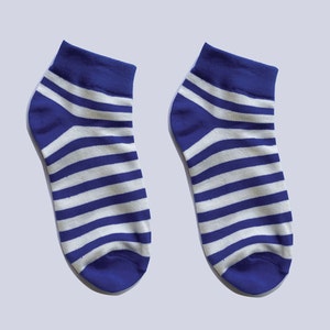 Blue Jacquard Stripe Low Sock