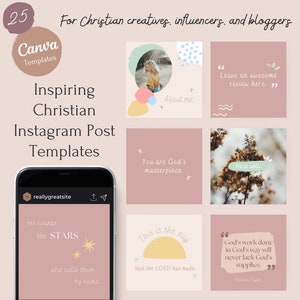 25 Christian Instagram post Templates, Christian Blogger template, Bible verse Templates, Christian quotes, Encouragements, Instant Download