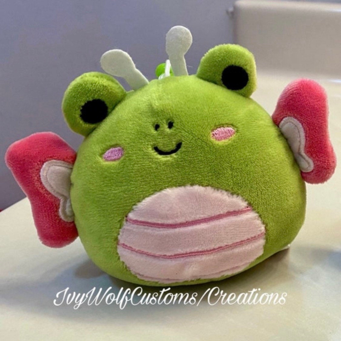 Custom Handmade Butterfly Frog Squishmallow Clip 
