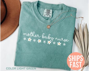 Comfort Colors® Mutter Baby Krankenschwester Shirt, Baby Krankenschwester Shirt, Arbeits- und Liefereinheit Tee, Nursery Shirt, L und D Geschenk, Mutter Baby Shirt