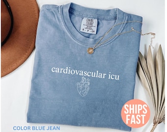 Camiseta de UCI cardiovascular Comfort Colors®, camiseta de enfermera de UCI cardíaca, camiseta de enfermera cardíaca, camiseta de enfermera de cardiología, camiseta de estudiante de enfermería, camiseta de enfermera de UCIC