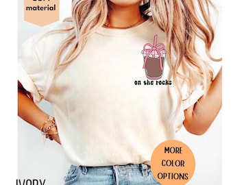 Iced Coffee On The Rocks Shirt Comfort Colors®, On The Rocks Iced Coffee T-shirt Trendy, Coffee Lover Shirt, Womens Coffee T-shirt Gift