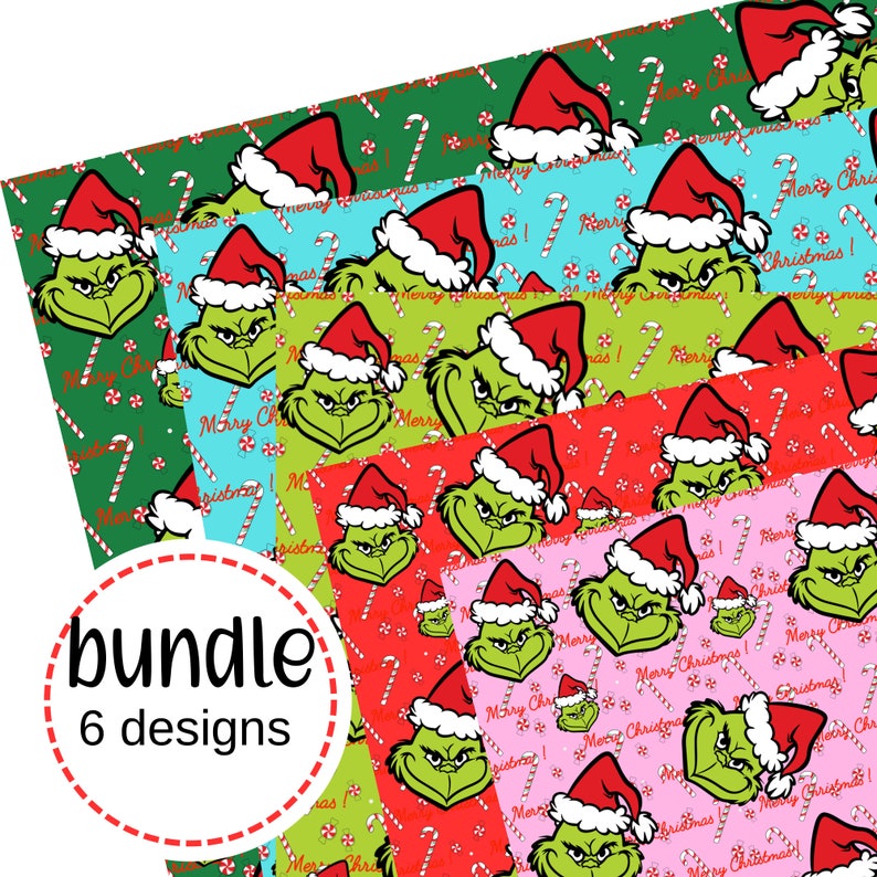 The Grinch Digital Paper, the Grinch Wrap Paper Bundle Christmas Grinch