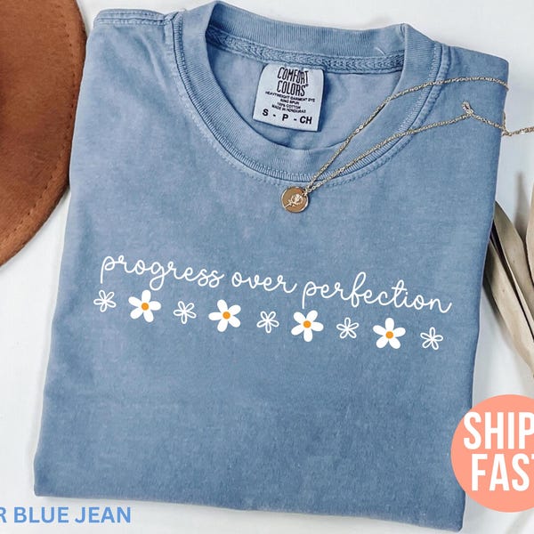 Comfort Colors® Progress Over Perfection Shirt Inspirational Teacher Shirt, Teacher Team Shirt , Back to School, Teacher Appreciation Gift