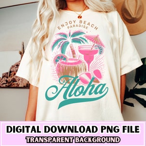 Summer PNG, Aloha png Sublimation Design, Aloha Summer png, Trendy Summer png, Hello Summer png,  Beach vibes png, Aloha Coconut PNG Hawaii