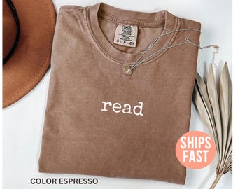 Comfort Colors®-leesshirt, boekenshirt, leesshirt, shirt boekenliefhebber, bibliothecaris cadeau, leescadeau, leesgrage cadeaus, cadeau voor boekenliefhebbers