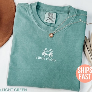 Comfort Colors® Een beetje slechtgehumeurd shirt, minimalistisch strandt-shirt, grappig memeshirt, shirt zomeresthetiek, grappig strandshirt, kustshirt