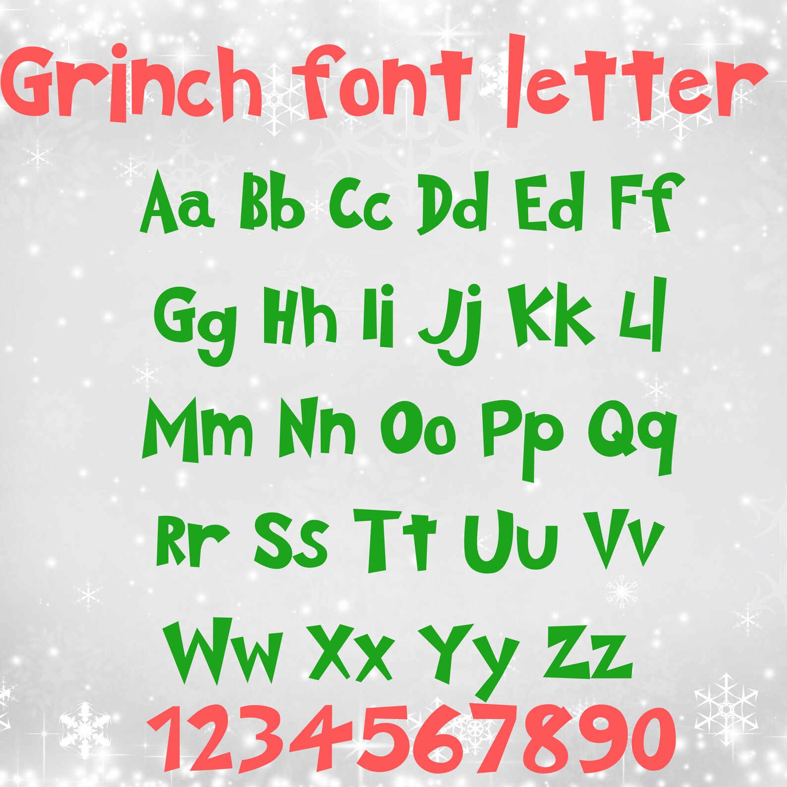 Grinch Font, Christmas Alphabet Fonts, Grinch Number, Grinch Clip Art