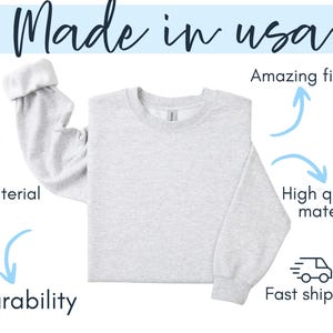Peut inclure: Un sweat-shirt gris &agrave; manches longues et col rond. Le sweat-shirt est fabriqu&eacute; aux &Eacute;tats-Unis et est compos&eacute; d'un tissu doux et de haute qualit&eacute;. Il a une coupe incroyable et est durable.
