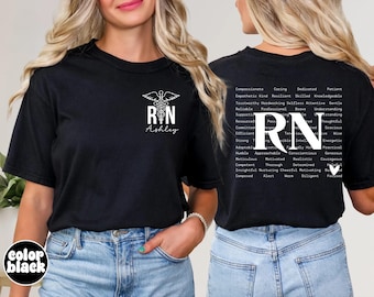 Camiseta de enfermera titulada personalizada, camiseta de enfermera titulada con bolsillo, camiseta de enfermera titulada personalizada, regalo para enfermera titulada, regalo de graduación de enfermera titulada, camiseta de enfermera titulada