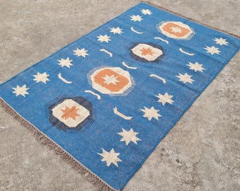 Kilim Rug, Wool Jute Rug, Black Large Rug, Boho Area Rug, Custom Size Area Rug, Indian Dhurrie Rug, Warm Colour Rug, Traditional Rug