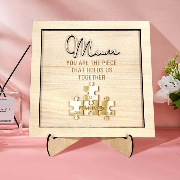 You Are the Piece That Holds Us Together Personalized Mum Puzzle Plaque Mother's Day Gift