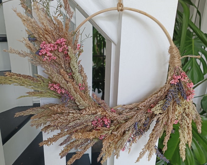 Dried Lavender, Baby's Breath and Wild Grass Wreath